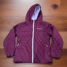 Columbia Fleece Lined Quilted Jacket Girls Size Large Purple