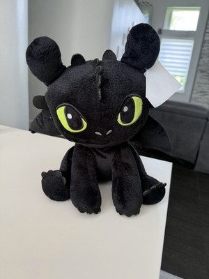 Dreamworks Black Plush Dragon with Bright Green Eyes