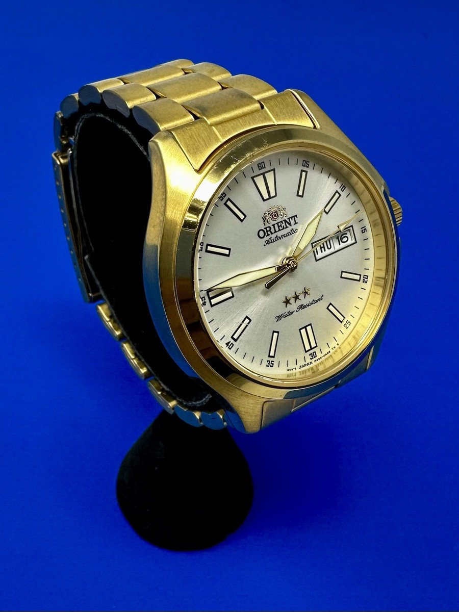 Orient Star F490-UAB0 Automatic Men's Watch Day Date Gold Tone
