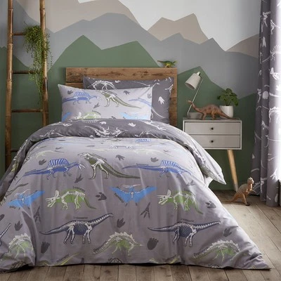 Charlotte Thomas Dinosaur Themed Kids Duvet Cover & Pillowcase Set - Polycotton