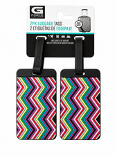 GFORCE 2-Pack Luggage Tags Multicolored Zig Zag PVC with ID Insert Travel
