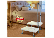 Taburete de 2 escalones con asa para personas mayores, escalones antideslizantes