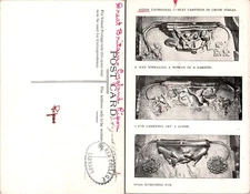 Historical Postcard of Ripon Cathedral Seat Carvings in Choir Stall