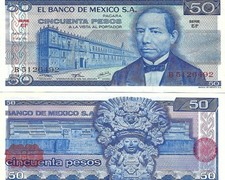 Mexico: $ 50 Pesos Juarez Jul 8,1976 El Banco de Mexico UNC.