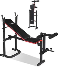 Foldable Weight Bench for Home Gym,Adjustable,Barbell Rack,Leg Developer Black