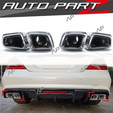 Auspuffblende Endrohrblende Y eckig f&uuml;r Mercedes CLS C218 C219 E W212 S W221 AMG
