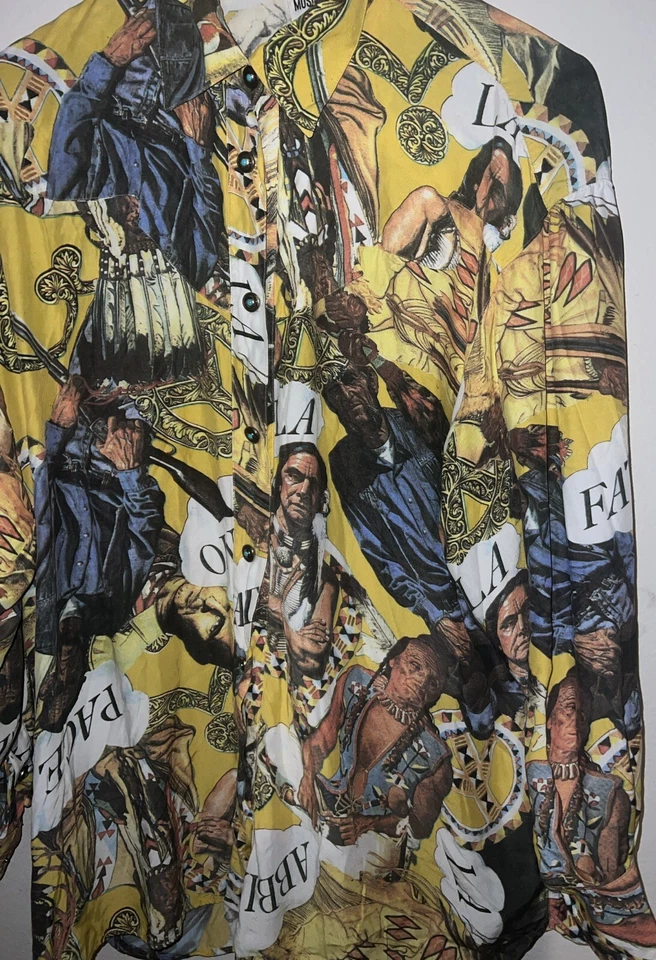 MOSCHINO JEANS VTG Men’s Size Medium Western Themed Print Button Down Shirt - Image 4 of 4