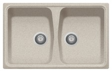 Lavello cucina fragranite composito PLADOS SP0792 - 2 vasche - Avena/Bianco/Nero