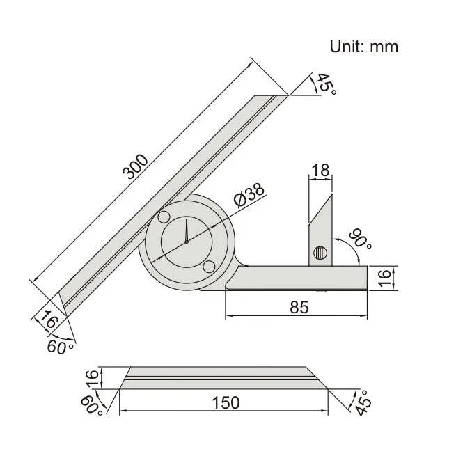 Insize Dial Protractor 0-360 x 5' Range Series 2373-360 - Image 2 of 3