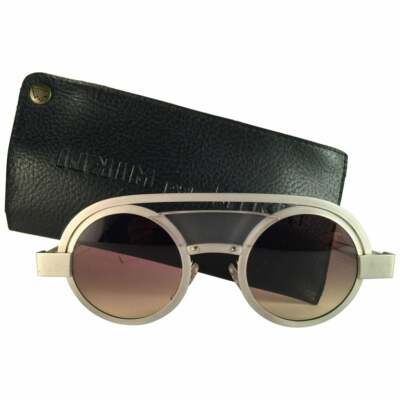 RARE VINTAGE ALAIN MIKLI 639 ROUND ALUMINIUM GREY LENSES 80S