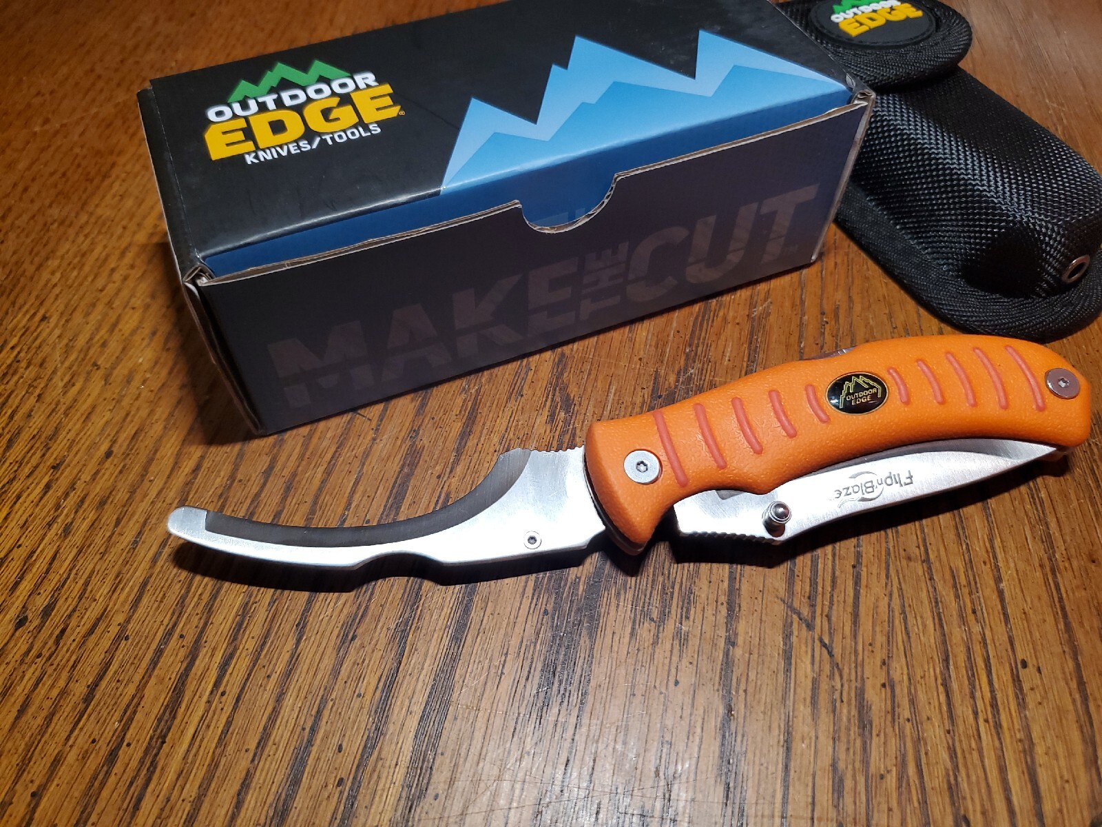Outdoor Edge Orange Flip N Zip Folding Knife Drop Point Blade FZB20 eBay