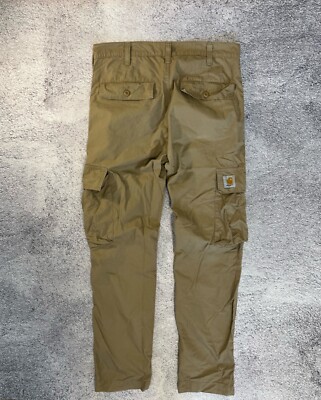 Carhartt Wip Men’s Pants Cargo Slim Lear Pant Cotton Beige Brown Size 32x34 