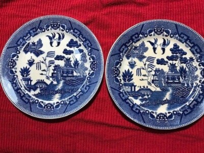 Blue Willow Plates Luncheon 9" Set Of 2 Vintage Japan Dinner | eBay
