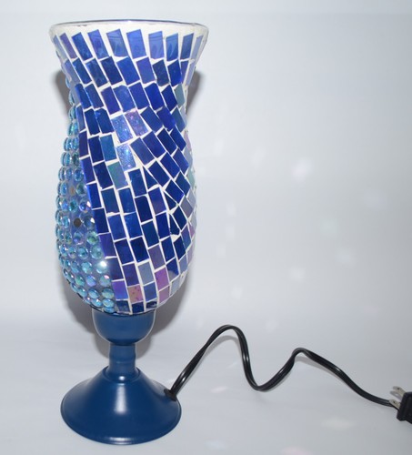 Vintage Mosiac Lamp Light Blue Boho Hippie Moroccan Electric - Picture 6 of 12