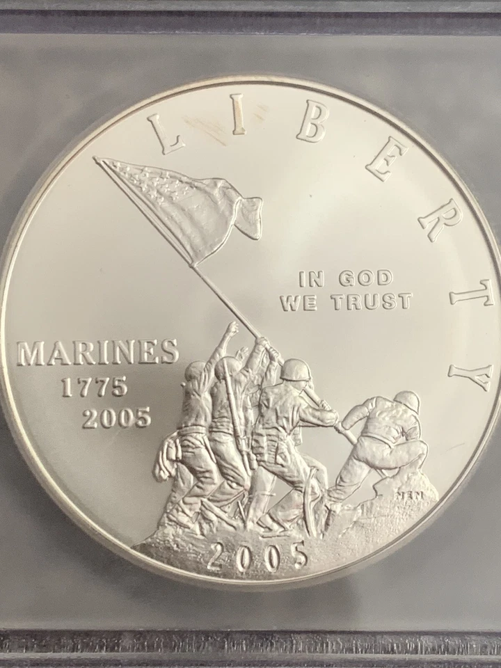 2005 P $1 Marine Corps Commemorative Silver Dollar ICG MS70 - Image 2 of 4