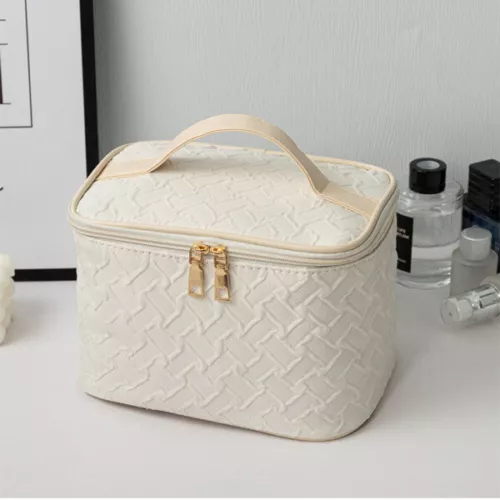 Grand Sac à Maquillage Étui Cosmétique Multifonctionnel Organisateur à Main Sac de Voyage Beig - Photo 2 sur 10