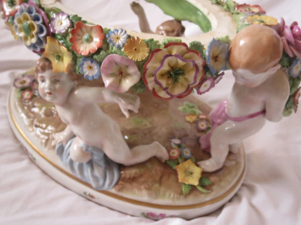 Vintage Von Schierholz German Porcelain Garden Cherub  Center Piece  BASE ONLY - Image 4 of 4