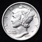 1923 Mercury Silver Dime Nice AU FREE SHIPPING