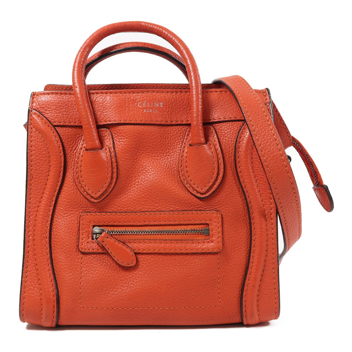 CELINE SHW Nano Luggage 2 Way Bag Calfskin Leather Red | eBay