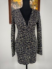 Love Song Bodycon Dress Women's Medium V-neck Backless Gold Black Leopard Club