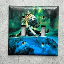 Barbarian and Octopus Double Light Switch Cover Plate