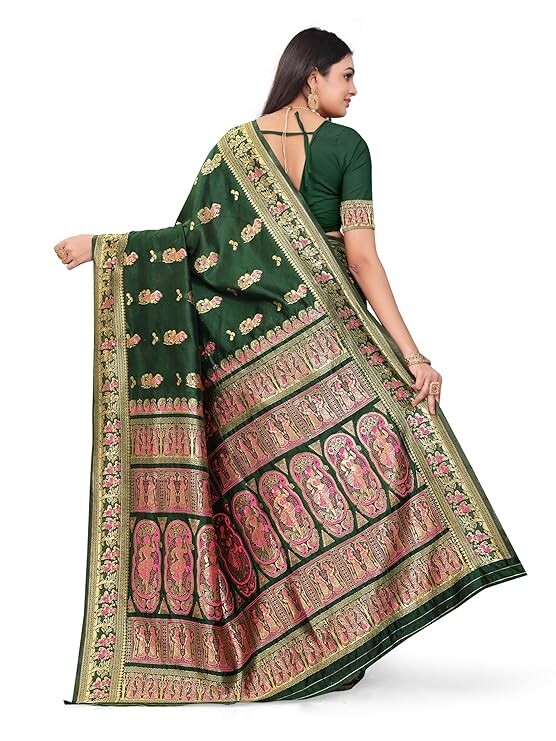 INDIA MADE Kanjivaram Seidensaree Mit Bluse - Banarasi Seide Mehrfarbig 5.5 Meter