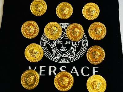 Lot of 12 Versace Buttons  size 12 mm 0,3 inch color gold small