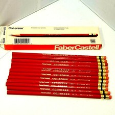 Faber Castell Erasable Color Pencils Col Erase Carmine Red Blueprint NOS 12 pk