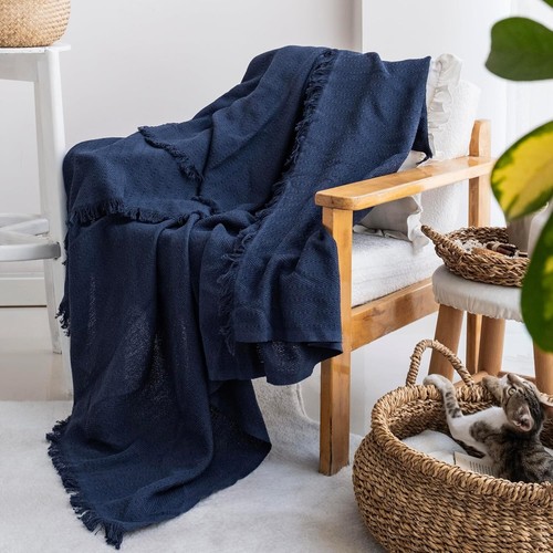 Milam London Cotton Throws For Sofas Armchairs Beds Double Bedspread Blanket - Picture 31 of 69