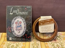 Lace Christmas Ornament Kit Designs for The Needle Mouse 4" Woodgrain Hoop LOT