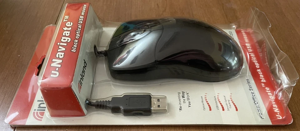 NEW SEALED Inland U-Navigate Optical Wired Mouse USB Black 07233 FREE SHIPPING - Image 3 of 4