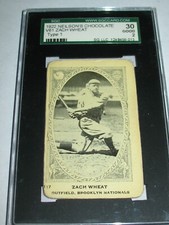 1922 Neilson's Chocolate #117 ZACH WHEAT SGC 30 Good 2 ~Type 1~Brooklyn Hofer!