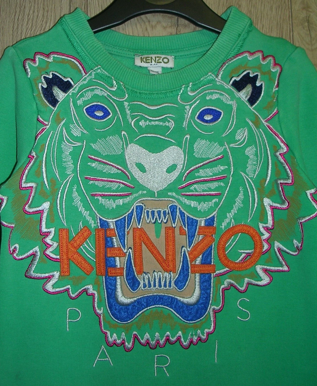 Abito maglione in cotone Kenzo per ragazze verde età 6 116 cm