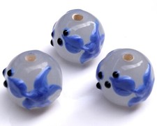 10pcs exquisite handmade Lampwork glass beads blue fish 15 16mm