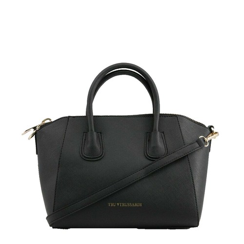 とら New Original Tru Trussardi Women Black Leather Handbag 76BTS06