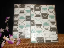 PAIR CSTUDIO HOME Percale Pillow Shams Std ~Blue, Grey Half Round Geometric