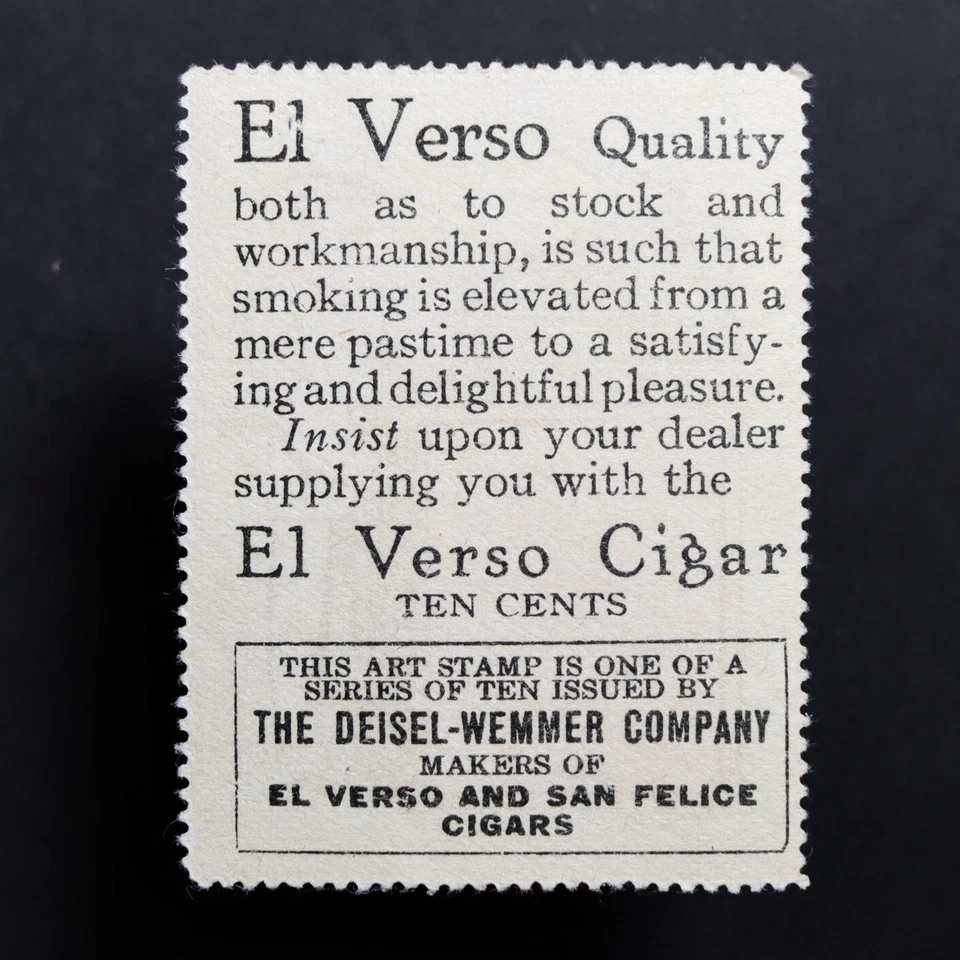 Poster Stamp * USA * 1915 San Felice Cigars Railroad Tobacciana Railroadiana - Image 2 of 2