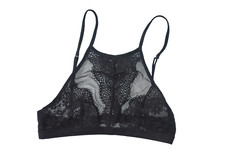 Victoria's Secret Black Lace Body by Victoria High Neck Halter Bralette Bra Sz S