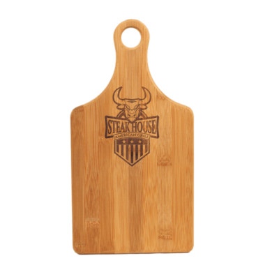 Personalized 13 1/2  x 7  Bamboo Paddle Shape Cutting Board