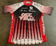 Squadra Cycling Jersey OKC Velo 1/2 Zip Sz Medium M Red White Black USA Made