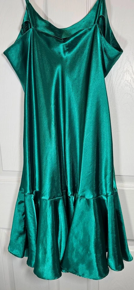 Vestido Victoria's Secret Satinado Lencería Verde Camisón M Vintage Etiqueta Dorada Foto 3 de 4