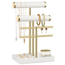 bussdis 3 Tier Bracelet Holder Display - Detachable T Bar White Velvet Bracel...
