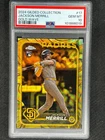 2024 Topps Chrome Gilded Gold Wave Jackson Merrill RC Rookie 27/75 Padres PSA 10