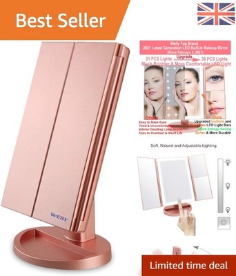 Roségold beleuchteter Kosmetikspiegel - 1x/2x/3x Vergrößerung & Touch Control