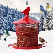 Metal Bird Feeders for Outdoor Hanging,Large Cardinal Bird Feeders Squirrel Proo