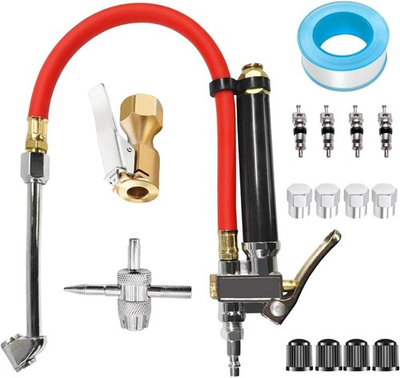 #ad Heavy Duty Tire Pressure Gauge with Inflator Tire Inflator Gauge with Dual Head $18.00