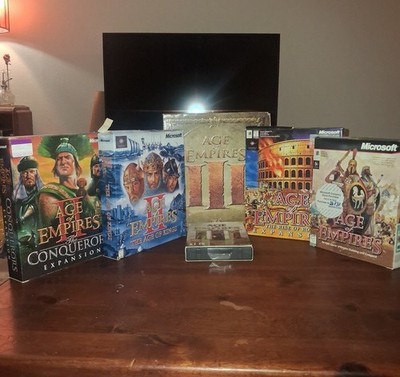 Age of Empires CIB pc big box Lot ( 1, 2, 3, 3 Collectors, Rome, Conquerors)
