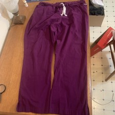 Landau Scrub Pants Womens Sz XL Purple Classic Fit Straight Leg Elastic Waist