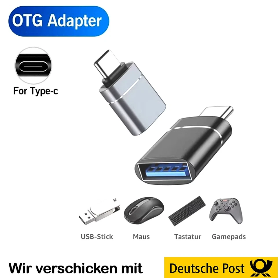 USB A auf USB C Adapter Ladeadapter Datenübertragung Konverter OTG 3.0 - Bild 3 von 3