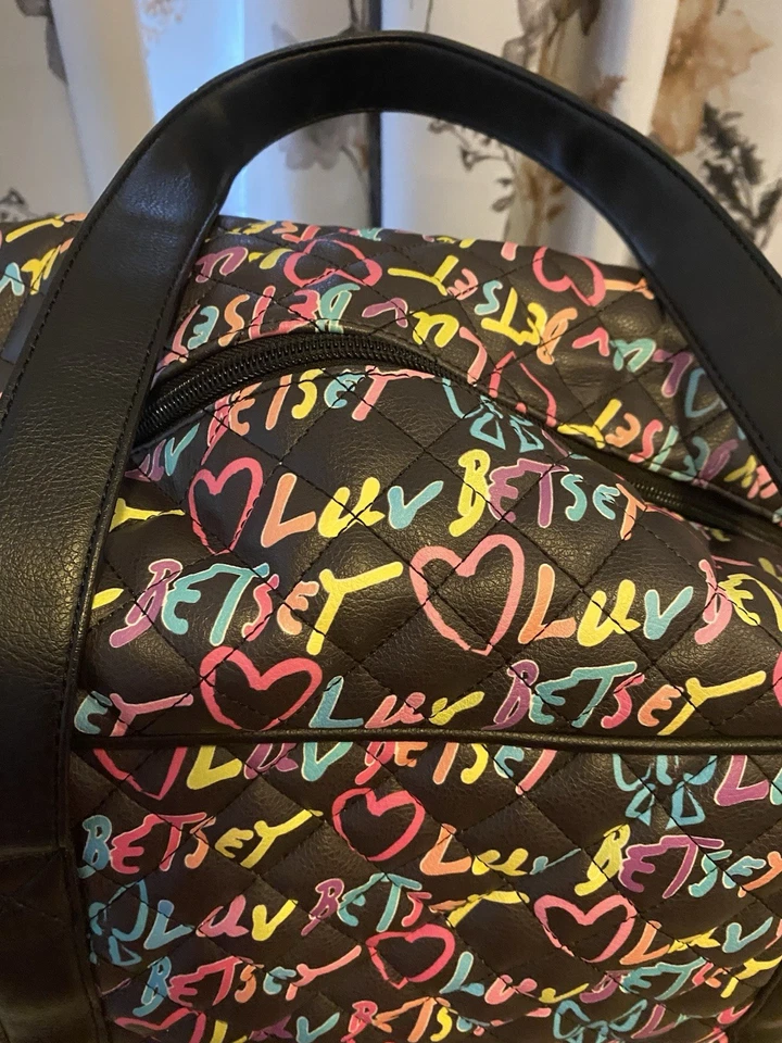 Medium Betsey Johnson Black Duffle Bag With Vibrant Print - Image 3 of 4